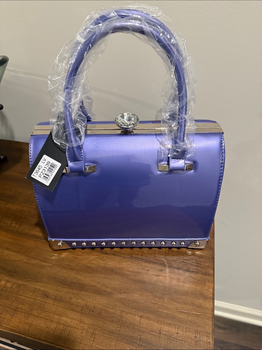 Purple Patent Top-Handle Satchel Bag